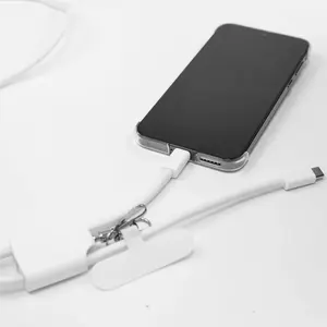 Câble de charge portable 4-en-1 60W avec lanière, 120 cm de long, avec crochet d'identification et support de téléphone en silicone, modèle OC-LN8-WHT, décontracté - Product Image 5
