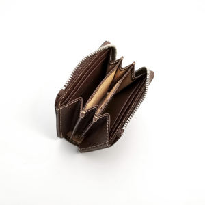 Best Value Castello Luxury Saffiano Leather Accordion Zippered Card Utility Pouch Polyester Black Dark Brown Grey - Product Image 5