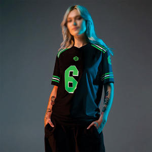 Camiseta de fútbol americano de malla oversize de moda al por mayor, con estampado de número personalizado, ropa urbana y de equipo, fabricante OEM, top para mujer - Product Image 3