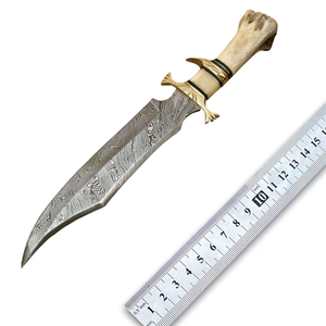 Couteau Bowie en acier Damas fait main personnalisé 2025 avec manche en bois et étui en cuir – Couteaux de chasse faits sur mesure - Product Image 1