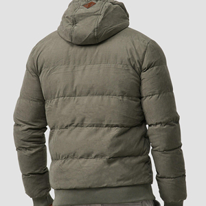 Men's <b>Hooded</b> Puffer <b>Jacket</b> With Zipper Closure And <b>Fleece</b> Lining Winter - Product Image 5
