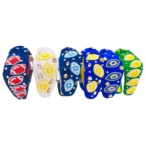 Customized Fashionable Sports Game Day Collection Hand Embellished Beaded Knotted Hair Wrap for <b>Women</b> & Girls Everyday Use - Product Image 1