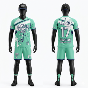 Uniforme de volley-ball pour homme en mesh polyester respirant Elite 180 GSM, panneaux contrastés corail et turquoise, léger, séchage rapide, logo sublimé. - Product Image 3