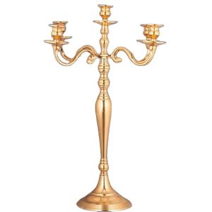 Golden 5-Arm 60cm Metal <b>Candelabra</b> for Weddings Handmade Aluminum - Product Image 1