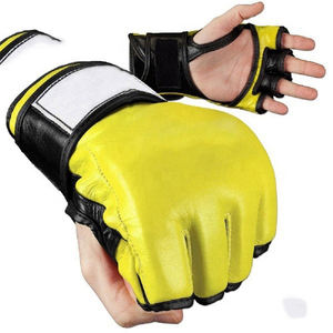 Gants de MMA à demi-doigts en cuir PU avec fermeture Velcro Rouge Noir Blanc pour l'entraînement aux arts martiaux Adultes Unisexe - Product Image 5
