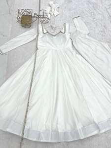 Salwar Tradicional Blanco Marfil para Mujer, con Dupatta de Tela, Diseño Otoñal, Minimalista, para Bodas, Fiestas Eid, Vestido Étnico de Seda Romana Pura - Product Image 6