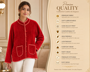 Blouson Bomber en Velours Rouge pour Femme avec Col Montant, Design Matelassé, Rembourrage en Coton, Respirant, Écologique, Vêtement d'Extérieur Décontracté pour l'Hiver - Product Image 3