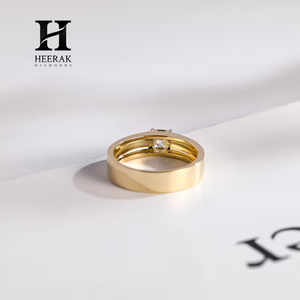 Luxury 14K Gold Asscher Cut Lab Grown Diamond <b>Ring</b> Wide Flat Band Tension Set Solitaire Engagement <b>Ring</b> for <b>Men</b> Women - Product Image 5