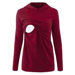 CUSTOM DESIGN WOMENS NURSING <b>HOODIE</b> PREGNANCY <b>MATERNITY</b> CLOTHING BREASTFEEDING LONG SLEEVE 100% COTTON FLEECE ECO-FRIENDLY - Product Image 1