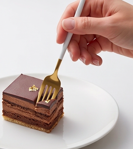 Fourchette à tête dorée avec manche en résine blanche – Couverts élégants et raffinés, parfaits pour la table à manger, les essentiels de cuisine et les cadeaux - Product Image 2