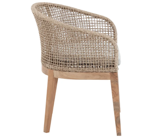 Chaise de salle à manger en teck d'extérieur avec chaises de jardin en rotin et coussin pour usage extérieur - Product Image 4