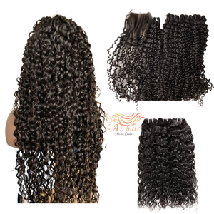 Perruque Premium de trame faisceaux eau bouclée avec fermeture, dentelle frontale brillante et rebondissante cheveux bruts humains - Product Image 6