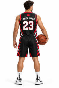 Ensemble d'uniformes de basketball personnalisés pour adultes, maillot sans manches respirant à séchage rapide avec col en V et short, imprimé par sublimation, tenue de sport d'équipe pour hommes - Product Image 4