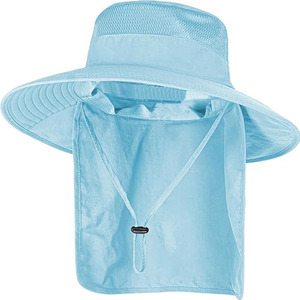 Custom Unisex <b>Navy</b> Blue Bucket <b>Hat</b> With Neck Flap Adjustable Fit Mesh Fabric Outdoor Summer Sun Protection Cap Casual Style <b>Hats</b> - Product Image 4