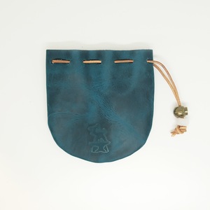Handmade Leather <b>Dice</b> Pouch Drawstring <b>Bag</b> Teal Blue Portable Craft Gift for Gamers - Product Image 3