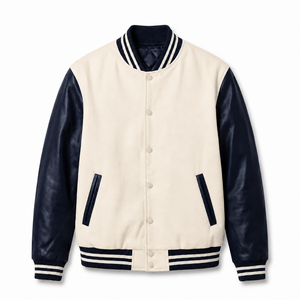 Chaqueta Varsity para Mujer con Bloques de Color, Acolchada, Mezcla de Lana, Cierre de Botones a Presión y Cuello Alto - Product Image 2