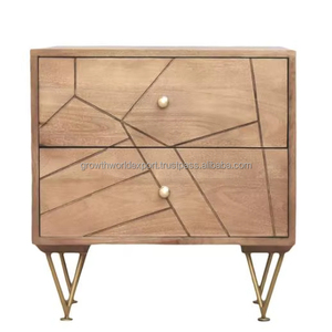 Cómoda de Madera Maciza Tallada a Mano de Diseño Moderno Más Vendida, con 2 Cajones de Almacenamiento para Sala de Estar y Almacén - Product Image 1