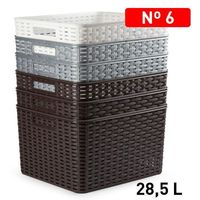 Panier de rangement rectangulaire empilable en plastique Cesta avec poignée n° 6 contenants multi-usages de 28,5 L de capacité, taille 34x40 cm