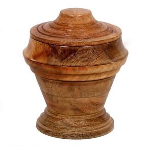 Wooden Pet Urn Brown Round Memorial Cremation Keepsake Urn Natural Wood Pet <b>Casket</b> <b>for</b> Home Remembrance - Product Image 1
