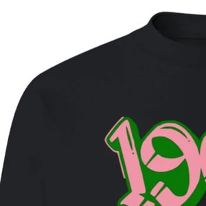 Sudadera Negra Gráfica 1908 con Cuello Redondo, Manga Larga, Puños Acanalados, Informal, de Forro Polar para Mujer, Top de Moda Urbana para el Día a Día - Product Image 2