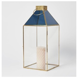 Lanterne et porte-bougie décorative en verre et acier inoxydable, couleur or, faite à la main et personnalisable - Product Image 6