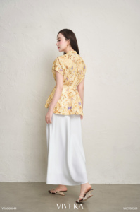 Jupe longue structurée évasée taille haute élégante blanche décontractée pour femme MIREL - Product Image 3
