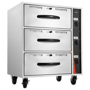 Commercial <b>Electric</b> Three-Drawer Stainless Steel <b>Food</b> <b>Warmer</b> Freestanding Standard Warming Drawer Cabinet Wide Temperature - Product Image 1
