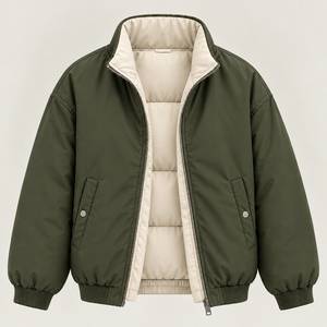 Chaqueta Bomber Reversible Ligera de Invierno para Hombre, Cuello Alto con Cierre, 100% Poliéster, Ropa Casual de Calle para Exteriores - Product Image 5