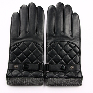 Gants de conduite en cuir de mouton noir pour homme, équipement d'extérieur tendance pour le quotidien, les fêtes et les voyages, avec doublure en laine - Product Image 1