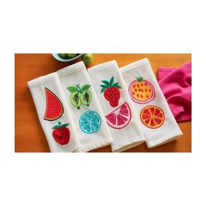 <b>Embroidered</b> No Fading Custom Fruit Colourful Design 100% Organic Cotton Dish <b>Towel</b> Modern Super Soft Absorbent GOTS Certificate - Product Image 1