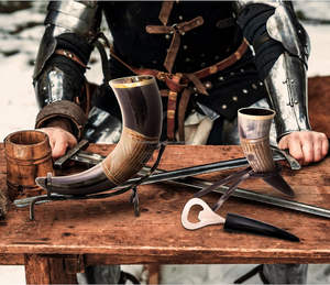 ที่เปิดขวดเบียร์ยุคกลางของแท้ฮอร์นแก้วไวกิ้งที่เปิดขวดเบียร์ยุคกลางแก้วฮอร์นคัพ/ฮัมสไตน์ส่งออกสำหรับอินเดีย - Product Image 3