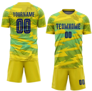 Ensemble de maillots de football personnalisés sublimés, imprimé géométrique jaune, manches courtes, uniforme de football unisexe pour adultes, numéros d'équipe 00 - Product Image 5