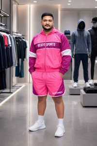 REXFIT SPORTS 2026 Ensemble veste coupe-vent et short en nylon rose et violet personnalisé, marque privée, streetwear, vêtements de sport - Product Image 2