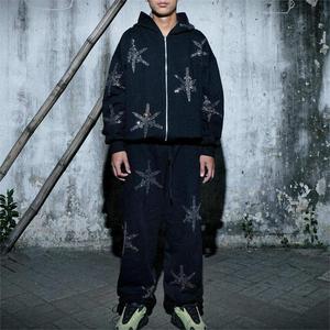 Conjunto de chándal de algodón 100%, ropa de calle personalizada de alta calidad, precio bajo, unisex, pantalones de chándal acampanados, Sudadera con capucha para hombre, otoño - Product Image 2