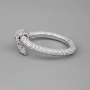 Diamond <b>Snake</b> Cuff Bracelet Unisex Rhodium Plated Alloy Hip Hop Classic Animal Design Micro Insert Brilliant Cut Party Gift - Product Image 2