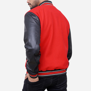 แจ็คเก็ตวาร์ซิตี้ขนสัตว์ OEM ปักโลโก้ตามสั่ง แขนหนัง แจ็คเก็ตเบสบอล Letterman Varsity สำหรับผู้ชาย - Product Image 2