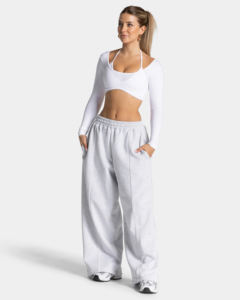 Pantalones de chándal de mujer de diseño personalizado, de invierno, de color liso pintado, con ribete de línea en contraste, de cintura media, holgados, de felpa francesa, con detalles traseros - Product Image 2