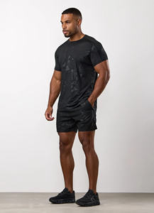 mens gym compression tshirt <b>tight</b> fit half sleeve athletic fitness wear breathable quick dry stretch sports bodybuilding sports - Product Image 3