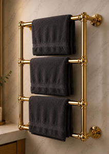 Wholesale Luxury 2 Tier Golden Metal Wall Mounted Towel Rack For Bathroom Hotel And Guest Room Durable Stylish Bathroom Storage - Product Image 4