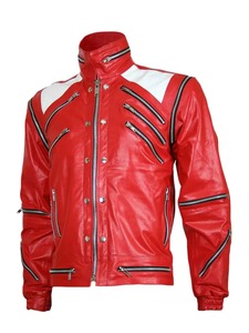 Veste streetwear en cuir véritable pour homme, rouge et blanc, coupe-vent et écologique - Product Image 1