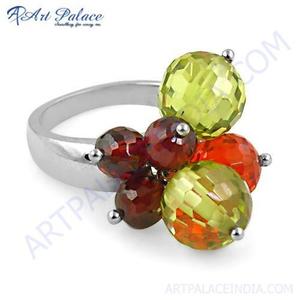 Hot! Stylish Multi-Color Glass and Silver Fashion Ring - Product Image 1