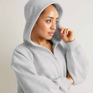 Hoodie décontracté blanc uni à fermeture éclair pour femme, anti-plis, délavé à l'acide, idéal printemps-automne – Meilleure vente - Product Image 6