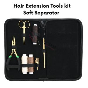 Kit de Herramientas para Extensiones de Cabello de Salón: Alicates de Tres Orificios, Aplicador de Microperlas, Hilo en Bucle, Agujas de Coser en Forma de C, Juego de Tijeras - Product Image 5