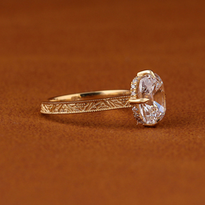 Luxury 14K <b>Solid</b> Gold Old Mine Cushion Cut Lab Grown Diamond Ring IGI Certified Vintage Solitaire Engagement Ring - Product Image 6