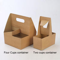 Porte-gobelets jetables en papier kraft pour café, thé, lait, 2 gobelets, 4 gobelets, avec poignée, écologique, porte-boissons