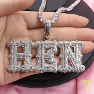 Collier pendentif de luxe DBE avec diamant de laboratoire, plaqué or 18 carats, chaîne hip-hop, bijou statement, cadeau pour femme - Product Image 3