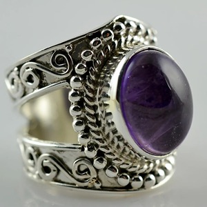 Amethyst <b>Ring</b> Handmade Sterling Silver Bezel Setting Natural Purple Oval Shape Gemstone <b>Boho</b> Jewelry Women's Jewekry - Product Image 5