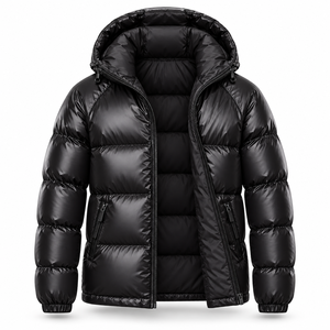 Veste matelassée à capuche noire pour homme, imperméable, écologique, coupe-vent, rembourrage en polyester, manteau d'hiver formel, fermeture éclair, vert - Product Image 3