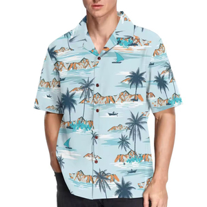 Chemise hawaïenne pour homme à manches courtes, col boutonné, tissu sergé, anti-UV, chemise décontractée pour les vacances à la plage, vêtements d'été - Product Image 6