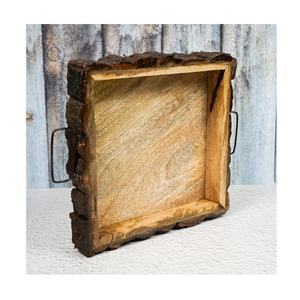 Vendedor caliente Bandeja de servicio redonda ecológica Venta al por mayor Bandeja de madera de acacia para uso en hoteles y restaurantes - Product Image 1